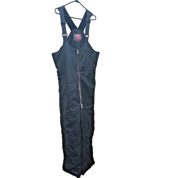 Yamaha Sportswear Snow Bib Pants Mens Medium Black Nylon Insulated Regular Fit - Picture 1 of 11